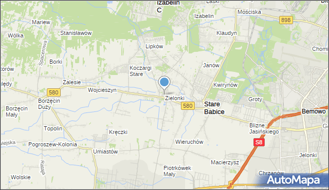 mapa Zielonki, Zielonki gmina Stare Babice na mapie Targeo